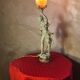 1900 brass lamp with glass paste tulip signed tief, 56x15