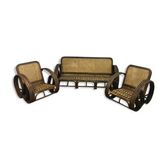Banquette et fauteuils en bambou