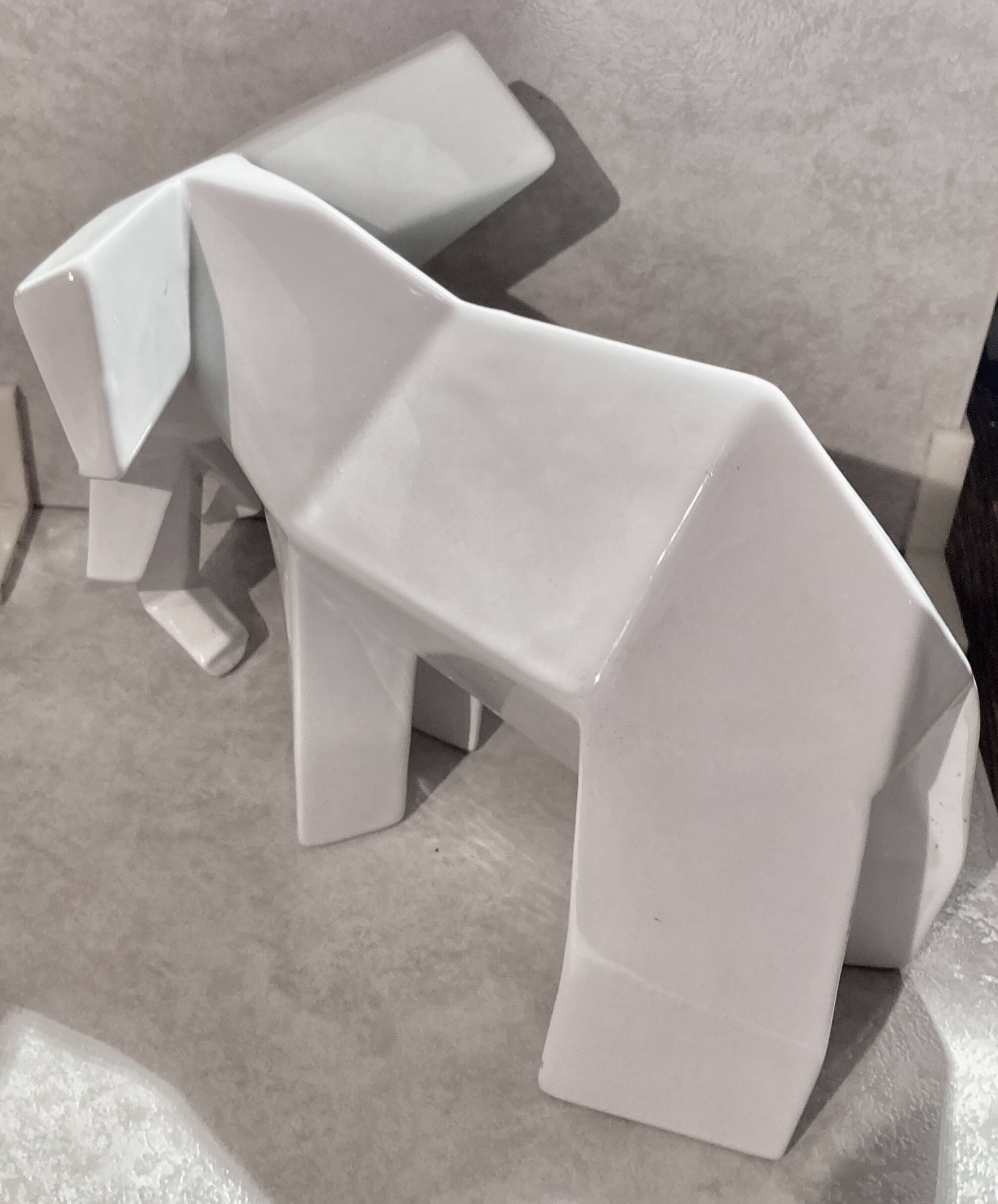 Cubist animal sculpture Ceramic elephant signed Rodrigo Solorzano