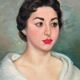 Old oil painting portrait of a woman from the 20th century