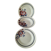 Trio d’assiettes terre de fer K & G Lunéville modèle Régine -années 50