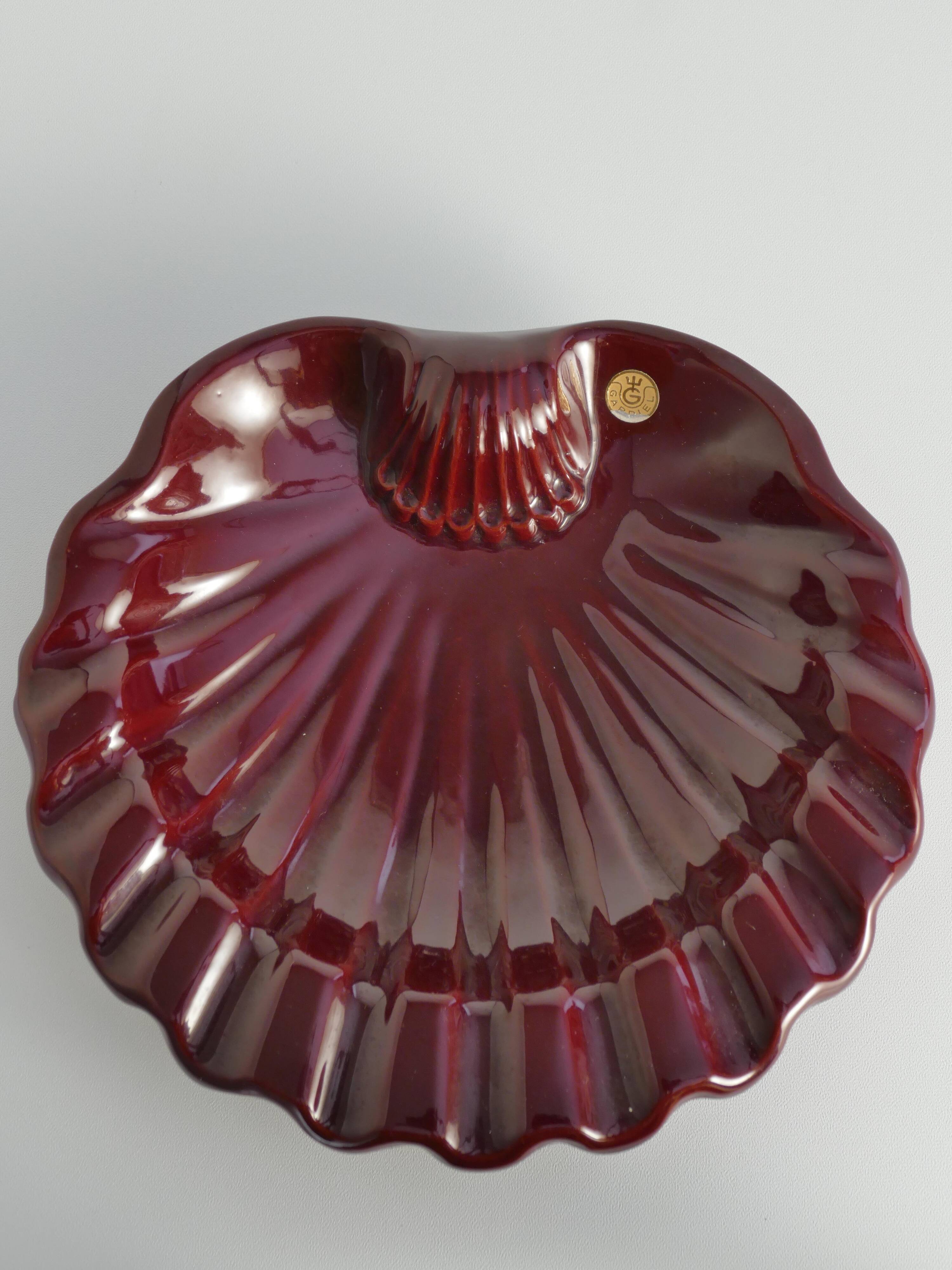 Art Deco Merlot Red Ceramic Vide-Poche by Gabriel Keramik, Sweden 1960s