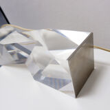 Lampe de table sculpturale en lucite solide transparente - Vers 1980
