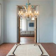 Venetian chandelier in Murano glass with 6 lights, white and blue.