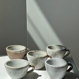 Set of 5 Indonesian ceramic handle coffee cups