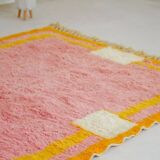 Handmade pink wool rug 2.4/1.6m Moroccan