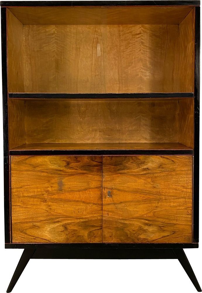 Bibliothèque plaquée noyer vintage, années 1960