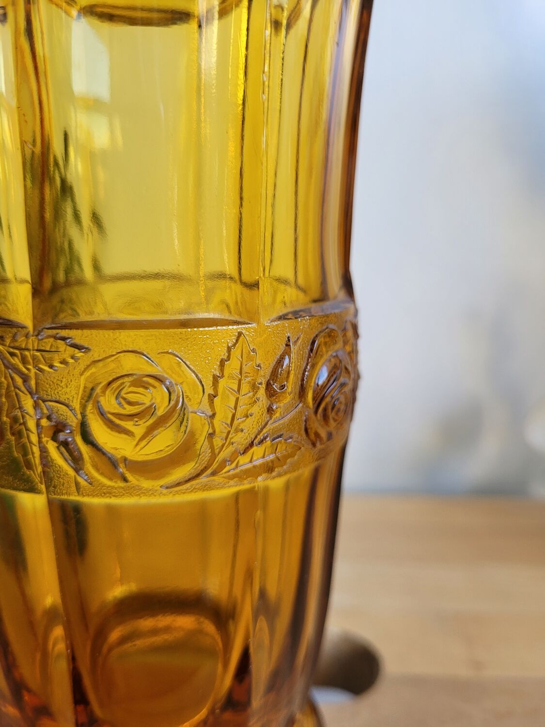 Amber molded glass vase