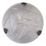 Art Deco suspension in moulded glass by Noverdy with a frosted effect.