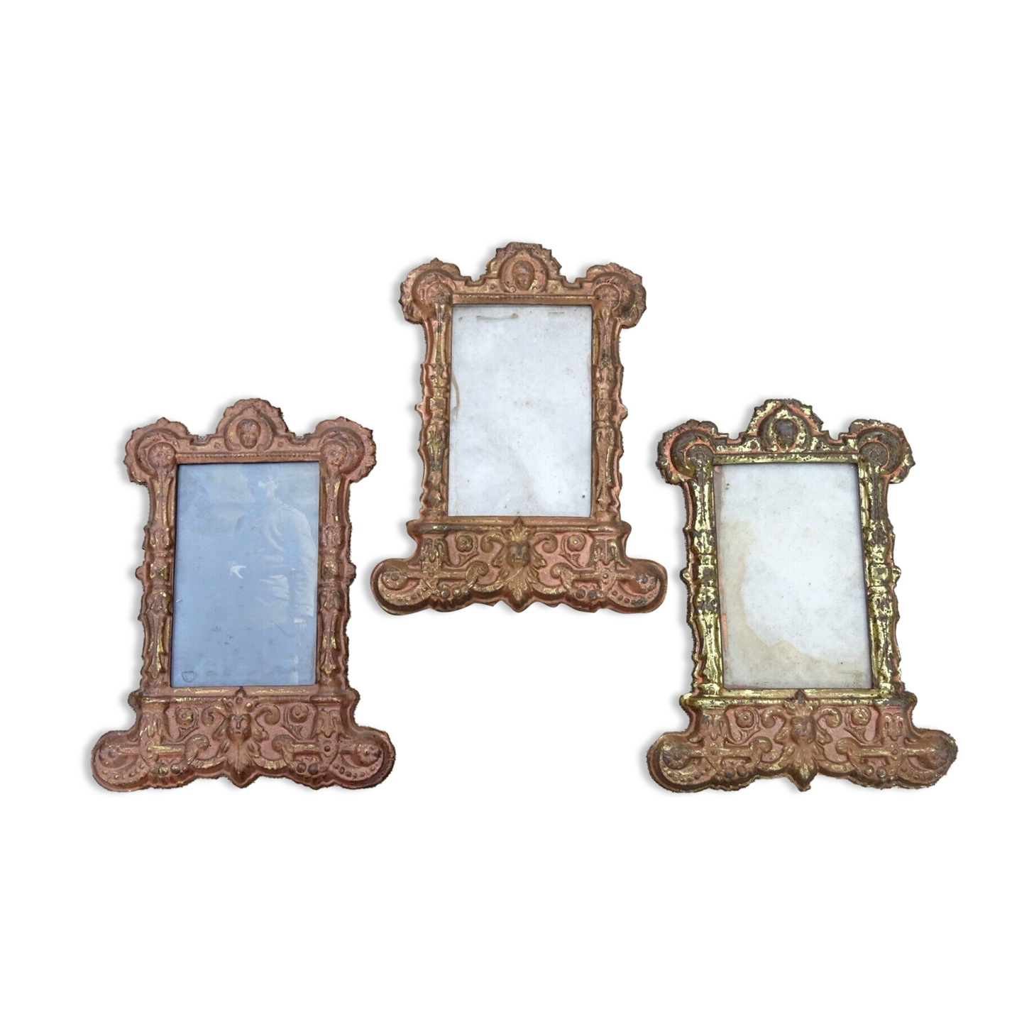 Set of 3 old tin frames stamped late nineteenth century