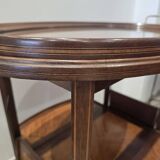 Folding tea table in marquetry wood - removable top
