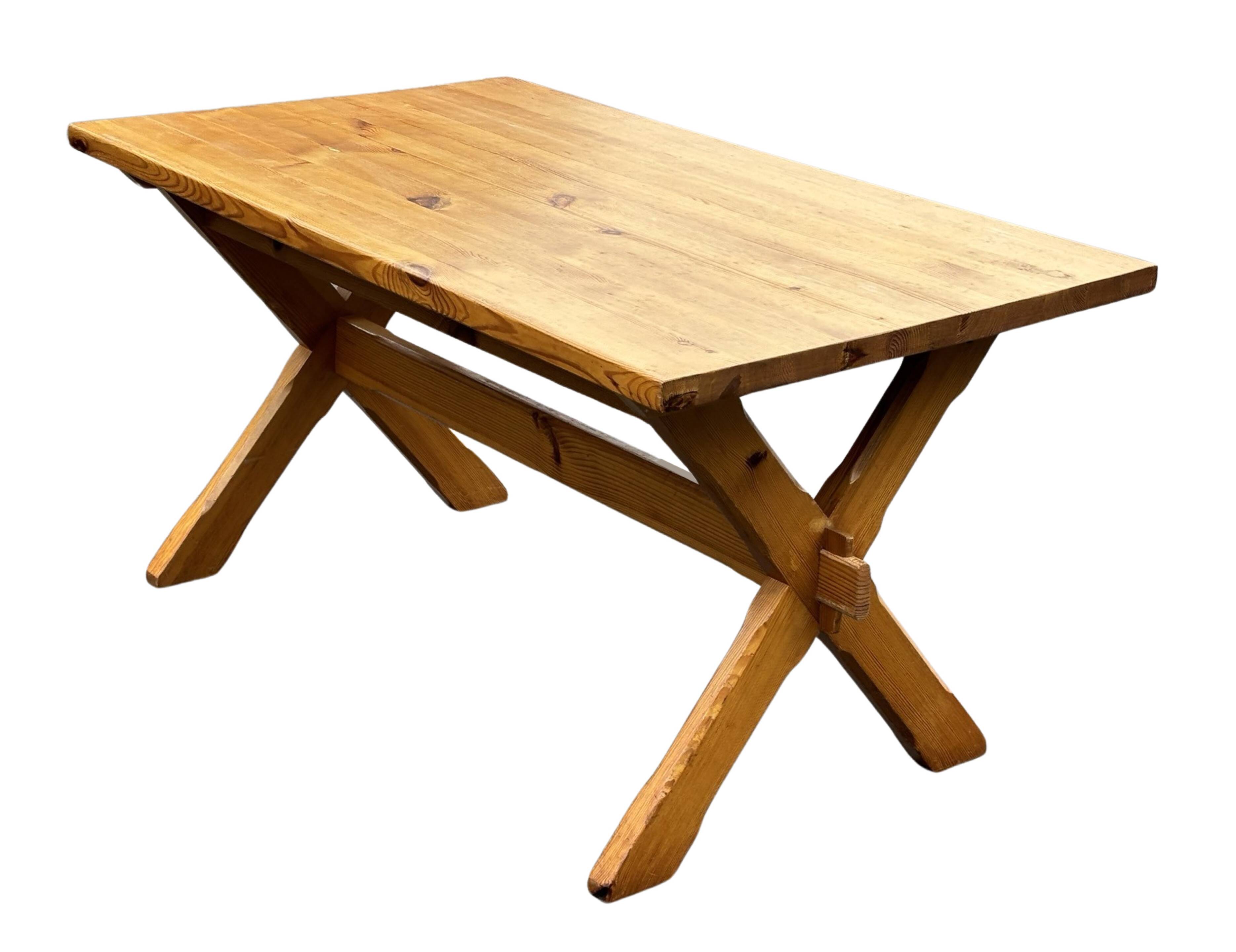 Vintage dining table pinewood 1960 minimalist dining table