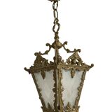 Lustre lanterne ancienne en bronze style Louis XV