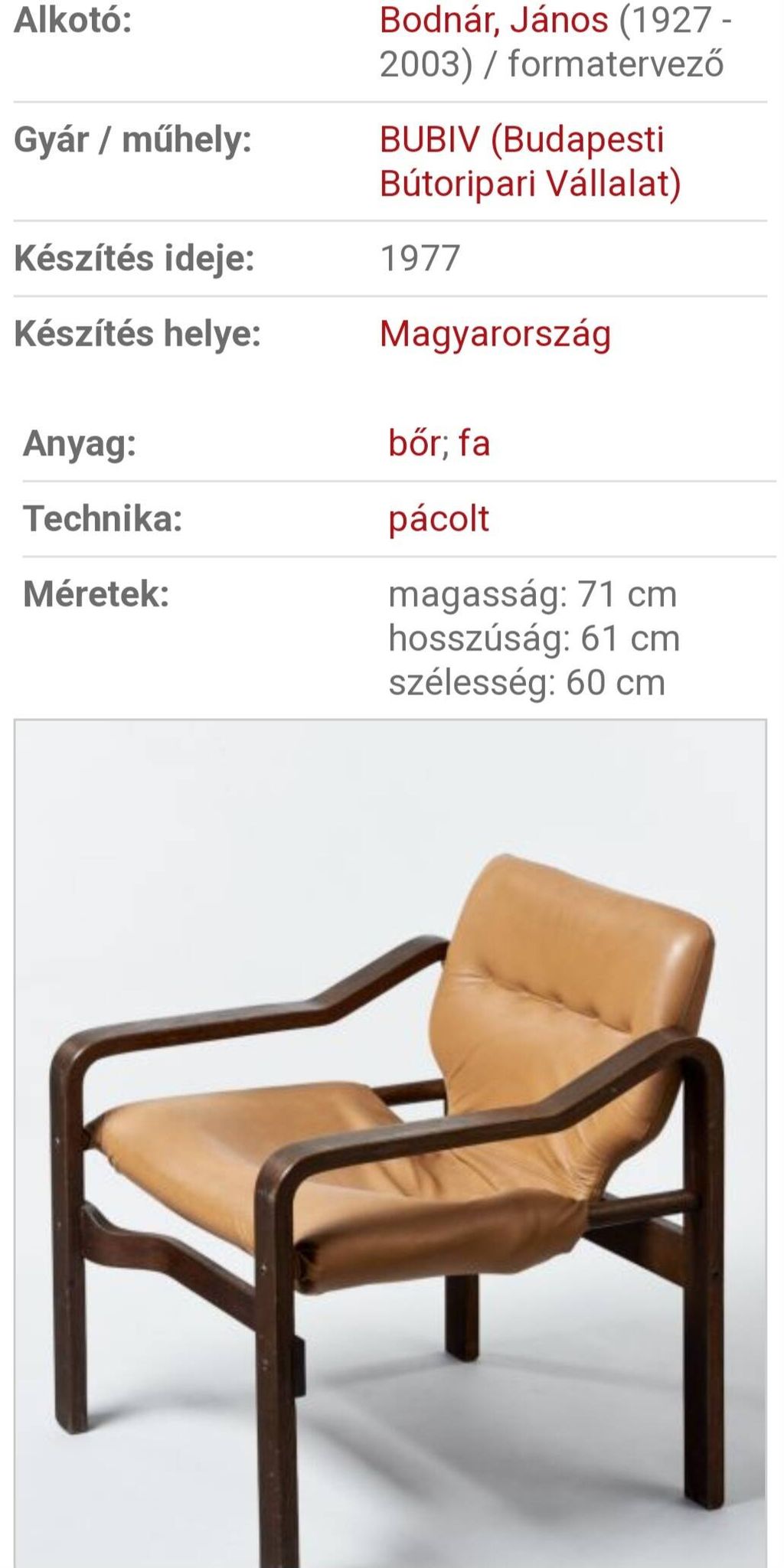 Vintage, Leather and Plywood Andy Armchairs by Janos Bodnar, Hungary, 1977, Set of 2