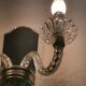 Wall applique, two-pointed glass chandelier, chiseled mirror and steel, 20th