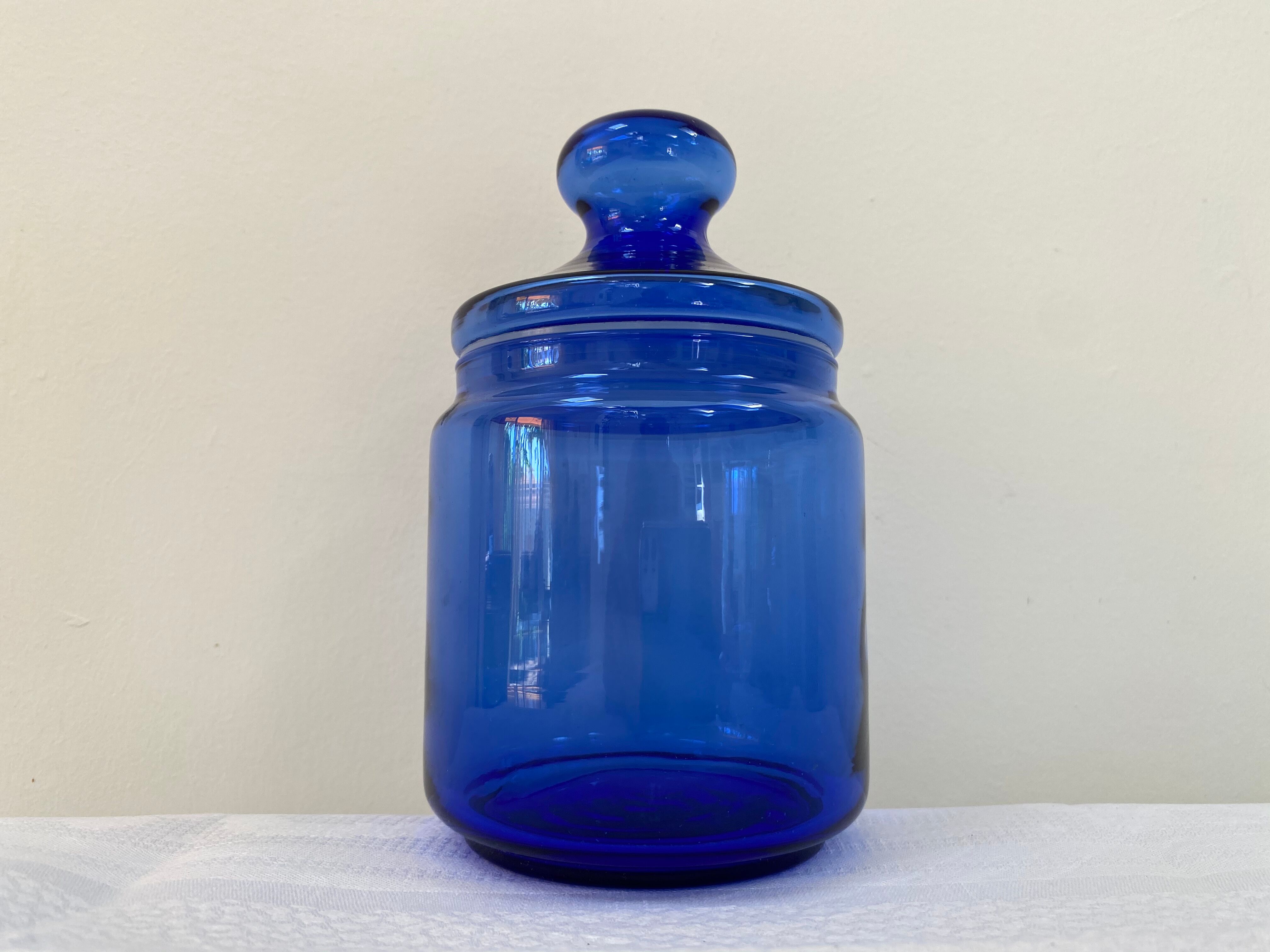 Vintage cobalt blue glass jar