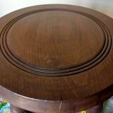 Paire de tabourets bas tripodes vintages en bois tourné