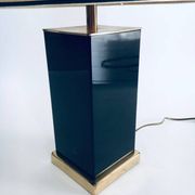 Hollywood Regency Style Black & Gold Square Table Lamp, 1970s