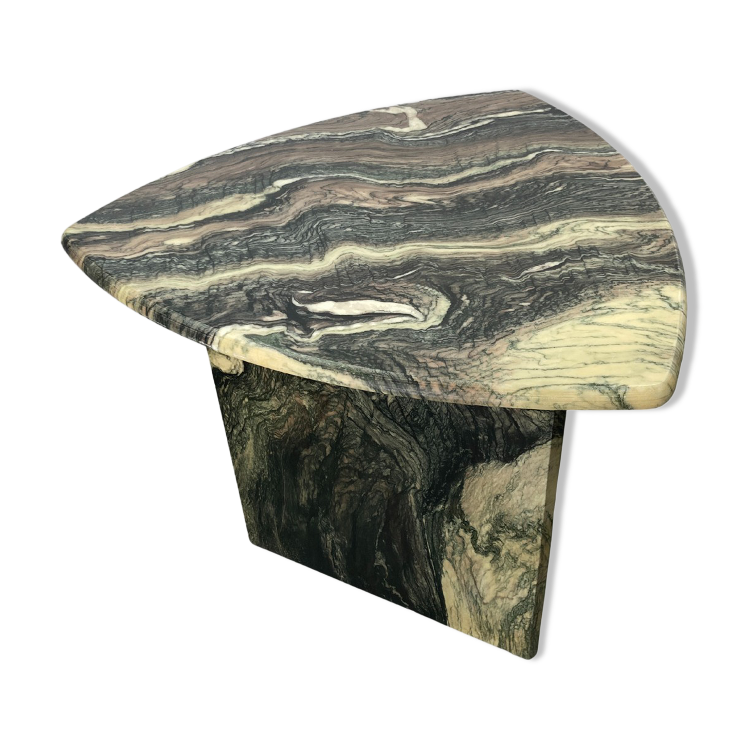 Cipollino marble kidney oval side table, Italy