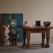 Antique Baroque dining table/desk in oak, Danish cabinetmaker, 19th century.