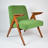 Fauteuil bunny, restauré, tissu vert, années 1960