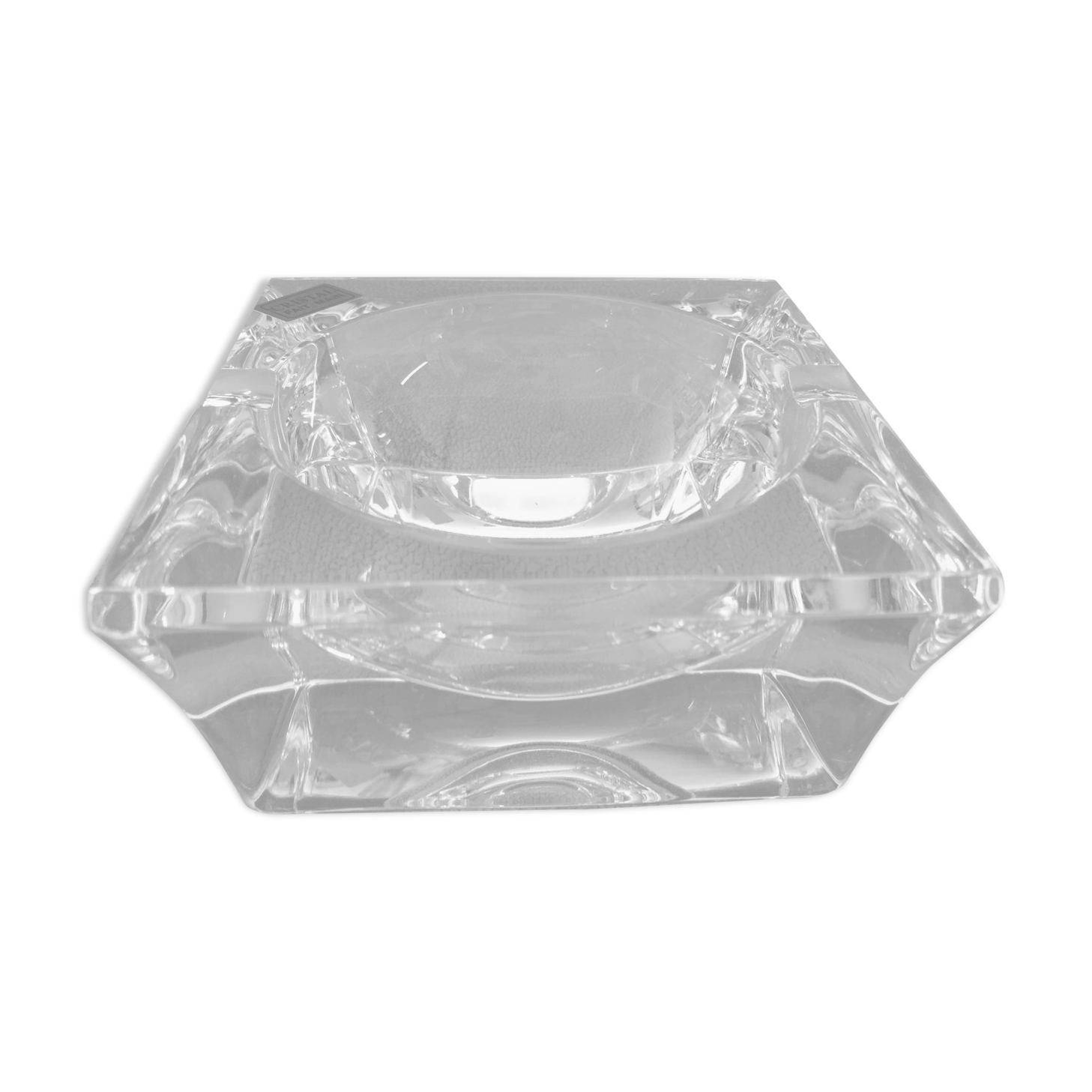 Solid crystal ashtray modernist design handmade art