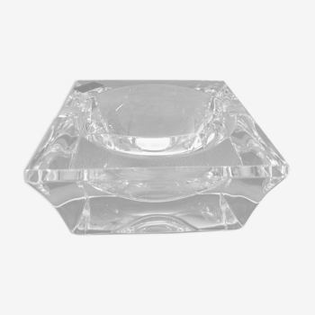 Solid crystal ashtray modernist design handmade art