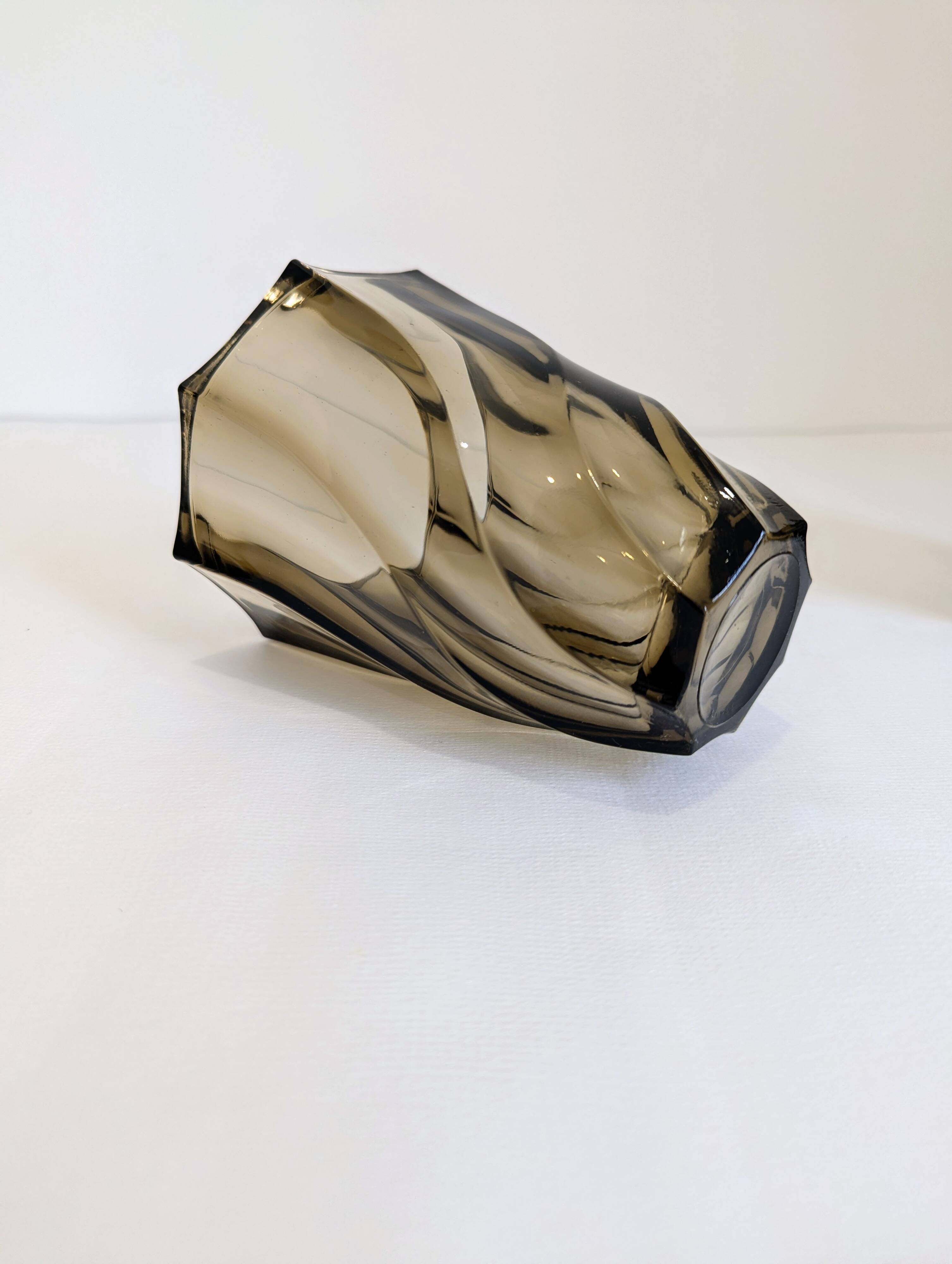 Smoked glass vase from the 70s
