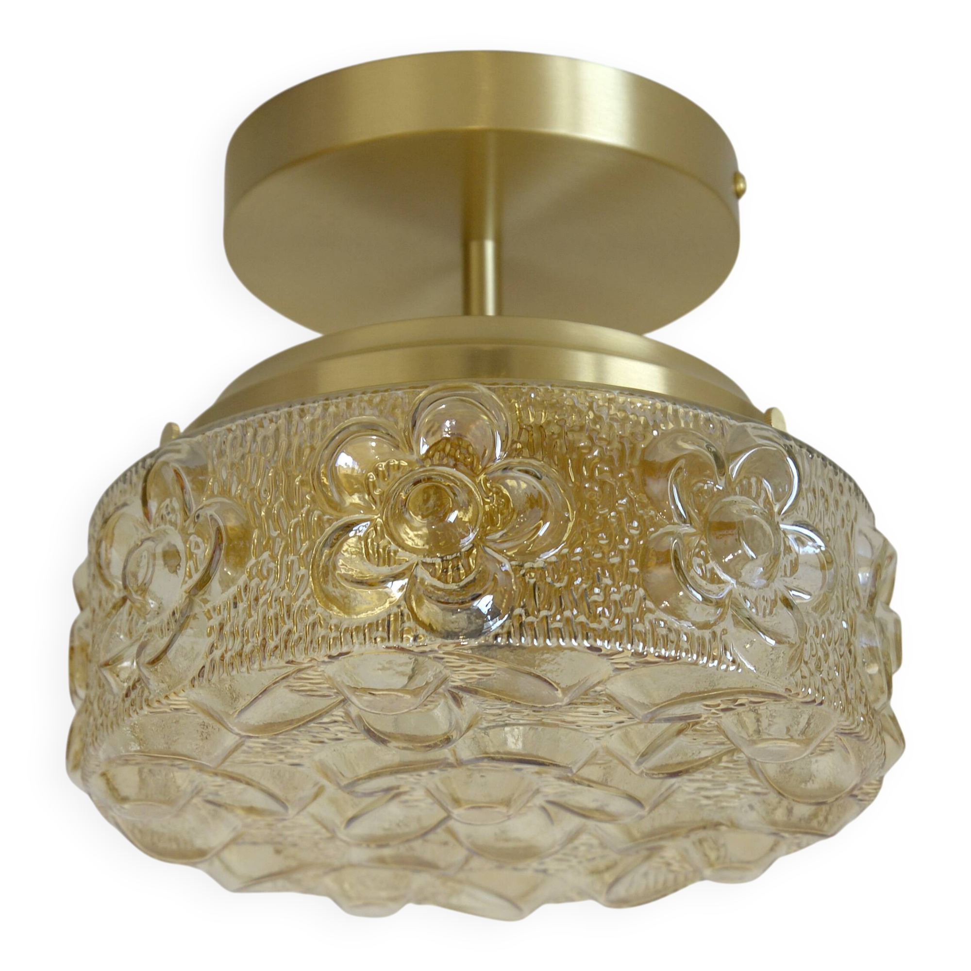 Plafonnier vintage en verre ambré