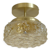 Vintage semi flush mount redesign sconce amber glass ceiling light