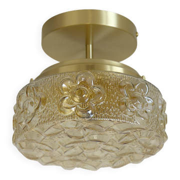 Vintage semi flush mount redesign sconce amber glass ceiling light