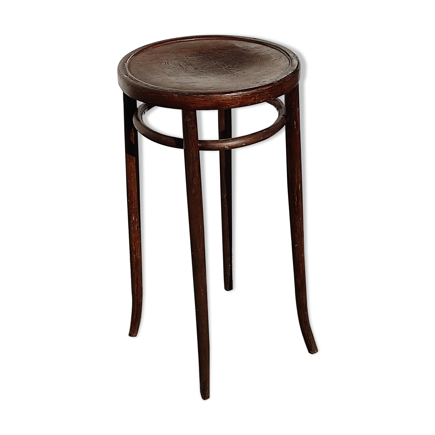 Former top stool of vintage bar Fischel in charcoal beech turned