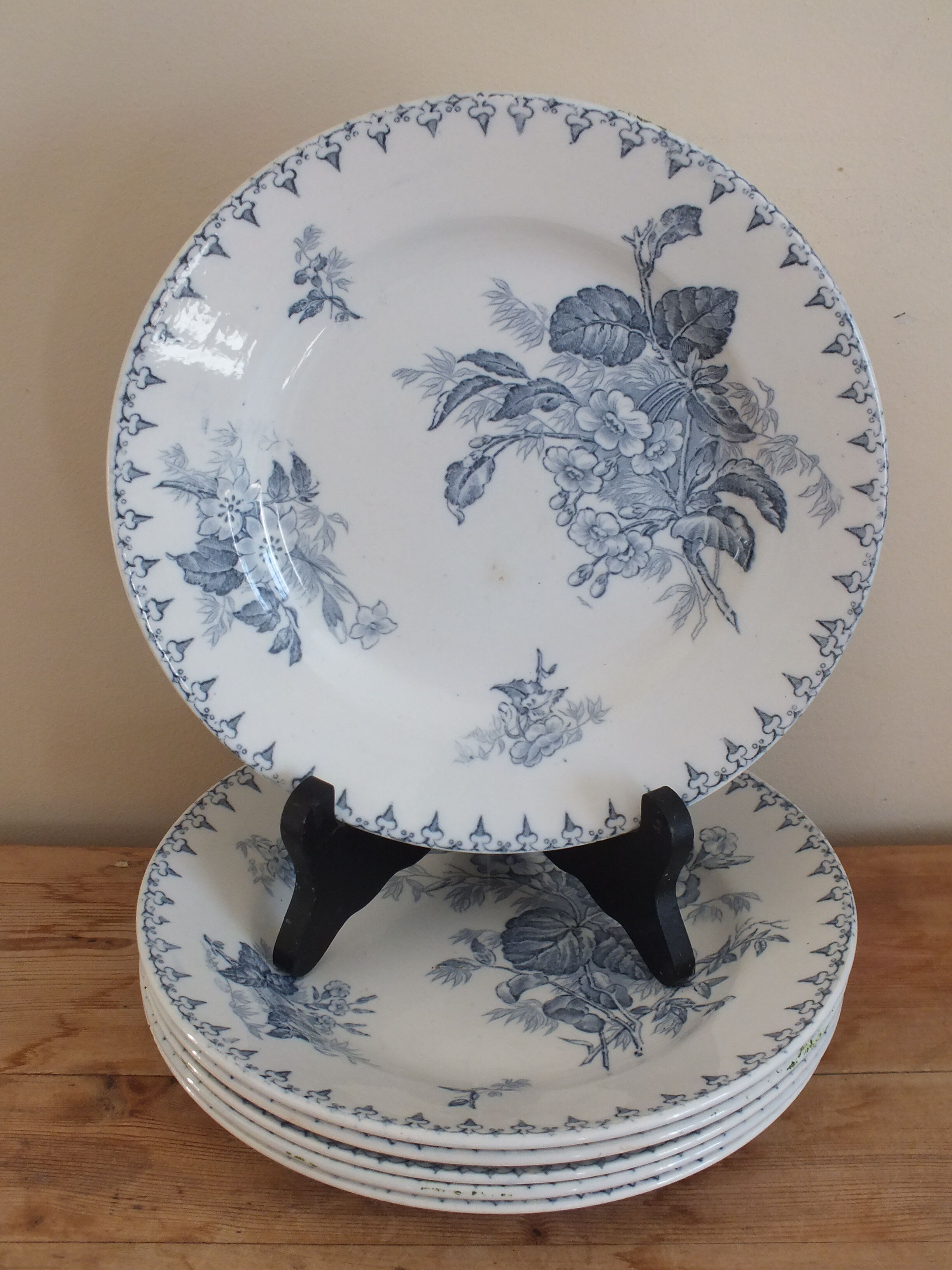 6 flat plates Sarreguemines U&C Flore - blue