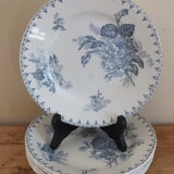 6 flat plates Sarreguemines U&C Flore - blue