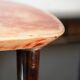 Aldo tura side table in red-dyed lacquered goatskin parchment, italy ca 1950