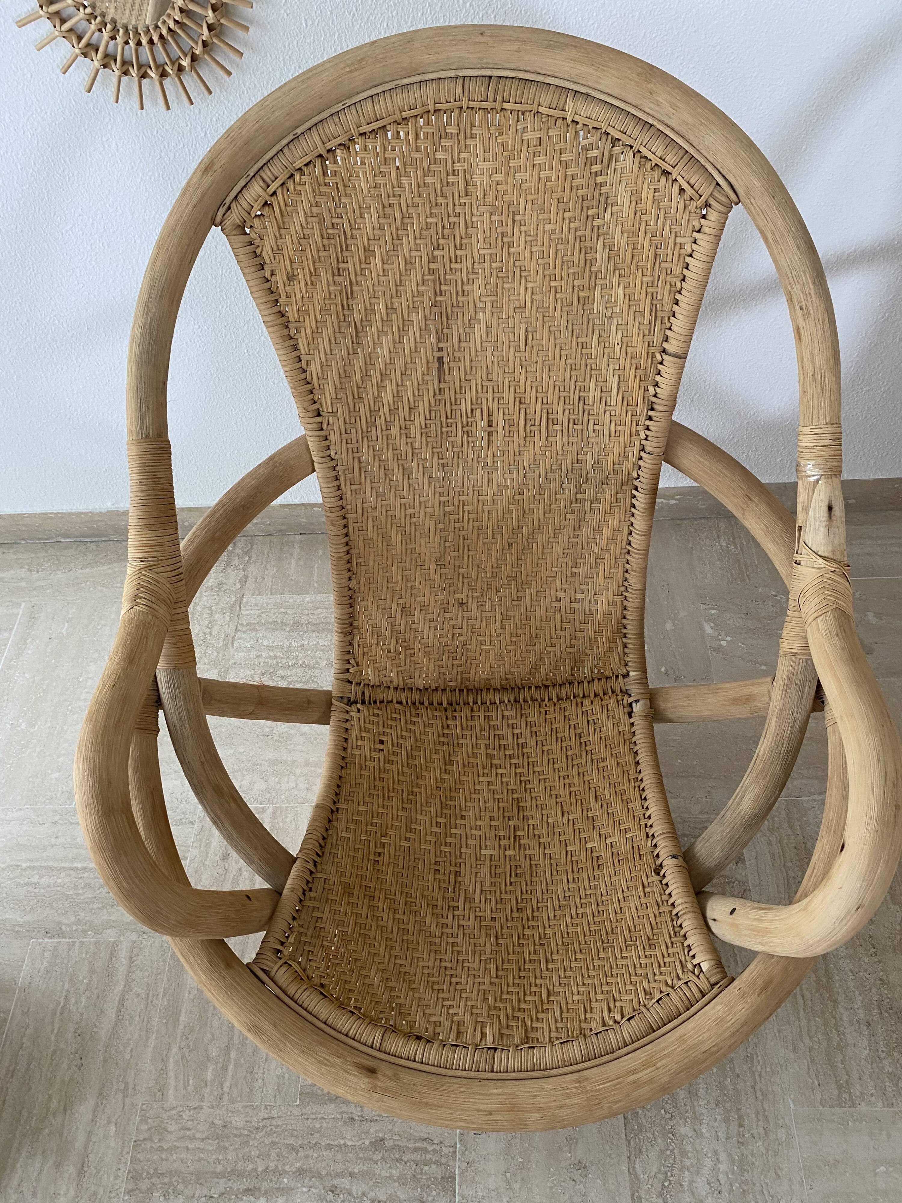 4 swivel basket chairs in bamboo and rattan