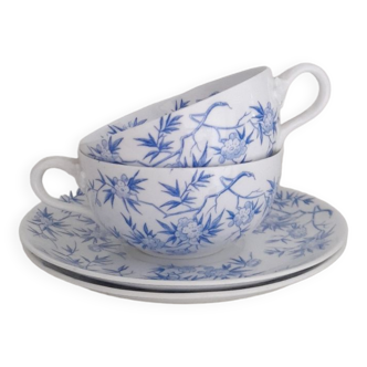 2 tasses à thé porcelaine fine Sarreguemines