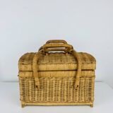 Vintage rattan basket, 1960s