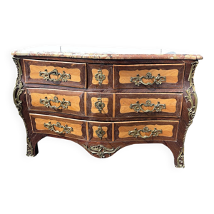 Commode tombeau Louis - marqueterie marbre