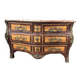 Commode tombeau Louis XV en marqueterie et marbre fin XIXe siècle