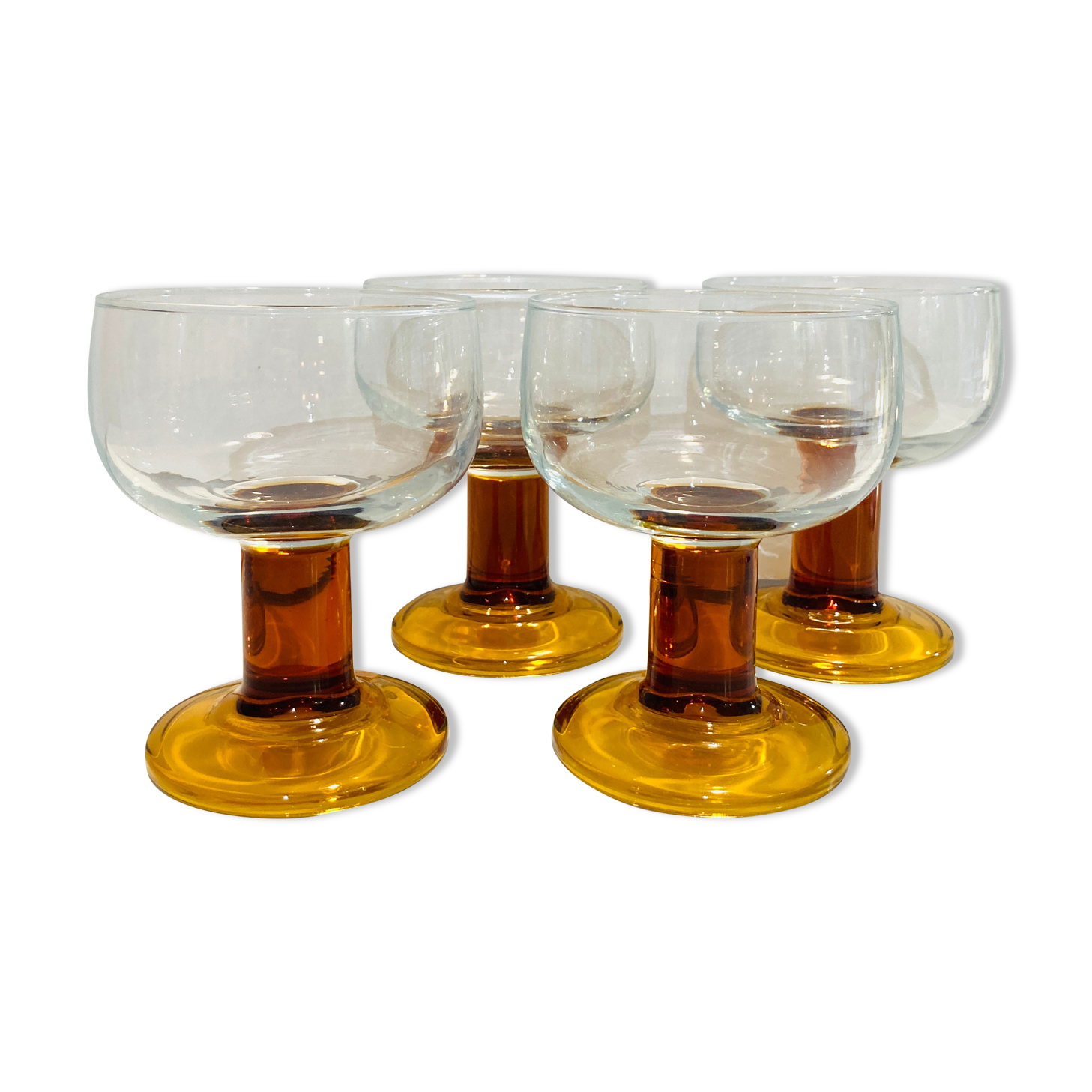 4 camel foot glasses from the 70s