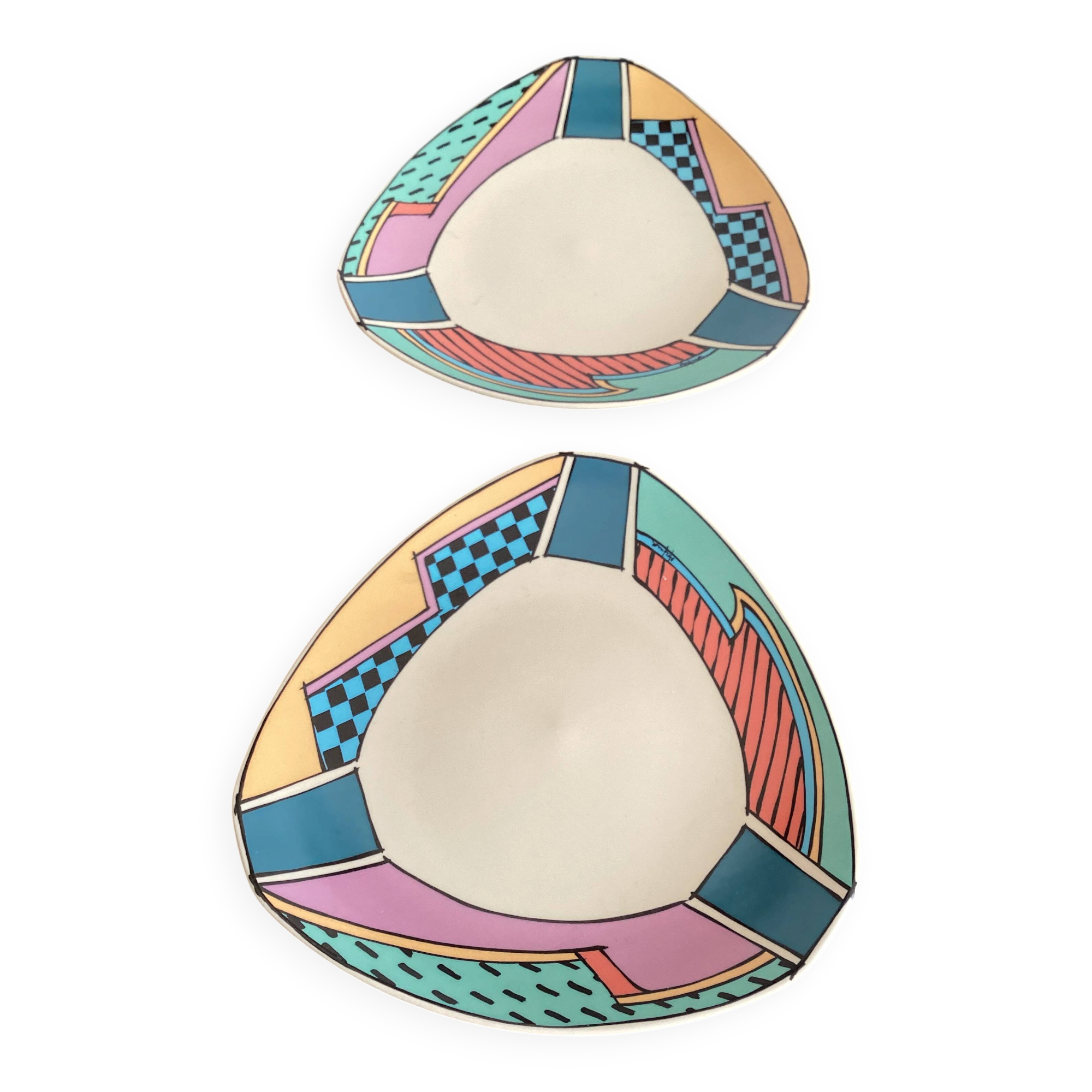 Two Rosenthal Flash Triangular Plates, Vintage 1980s