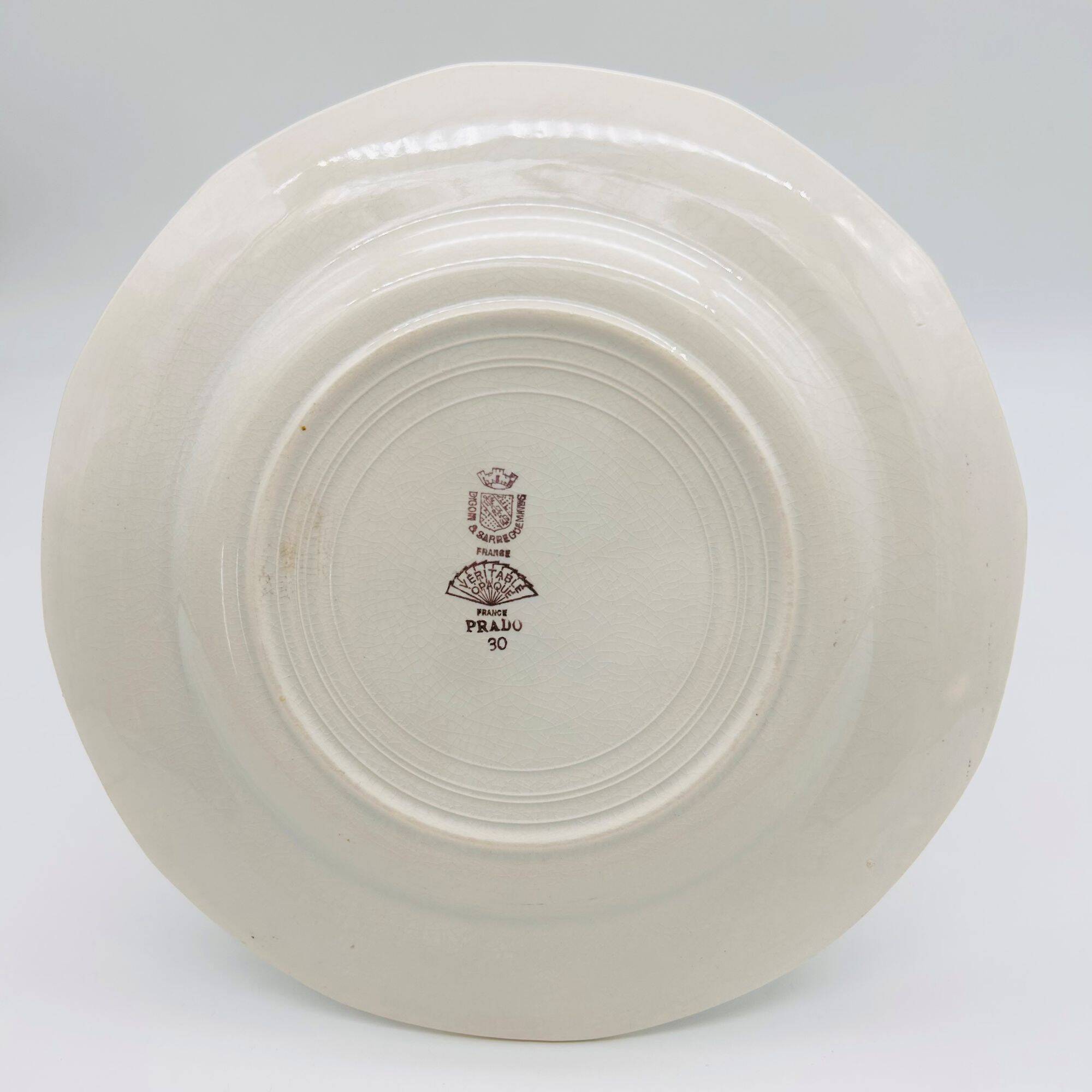 Set of 6 flat plates, Digoin & Sarreguemines. Prado model.