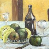 Signed still life, oil on canvas