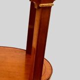 Oval pedestal table in veneer wood and black wood net 20th century
