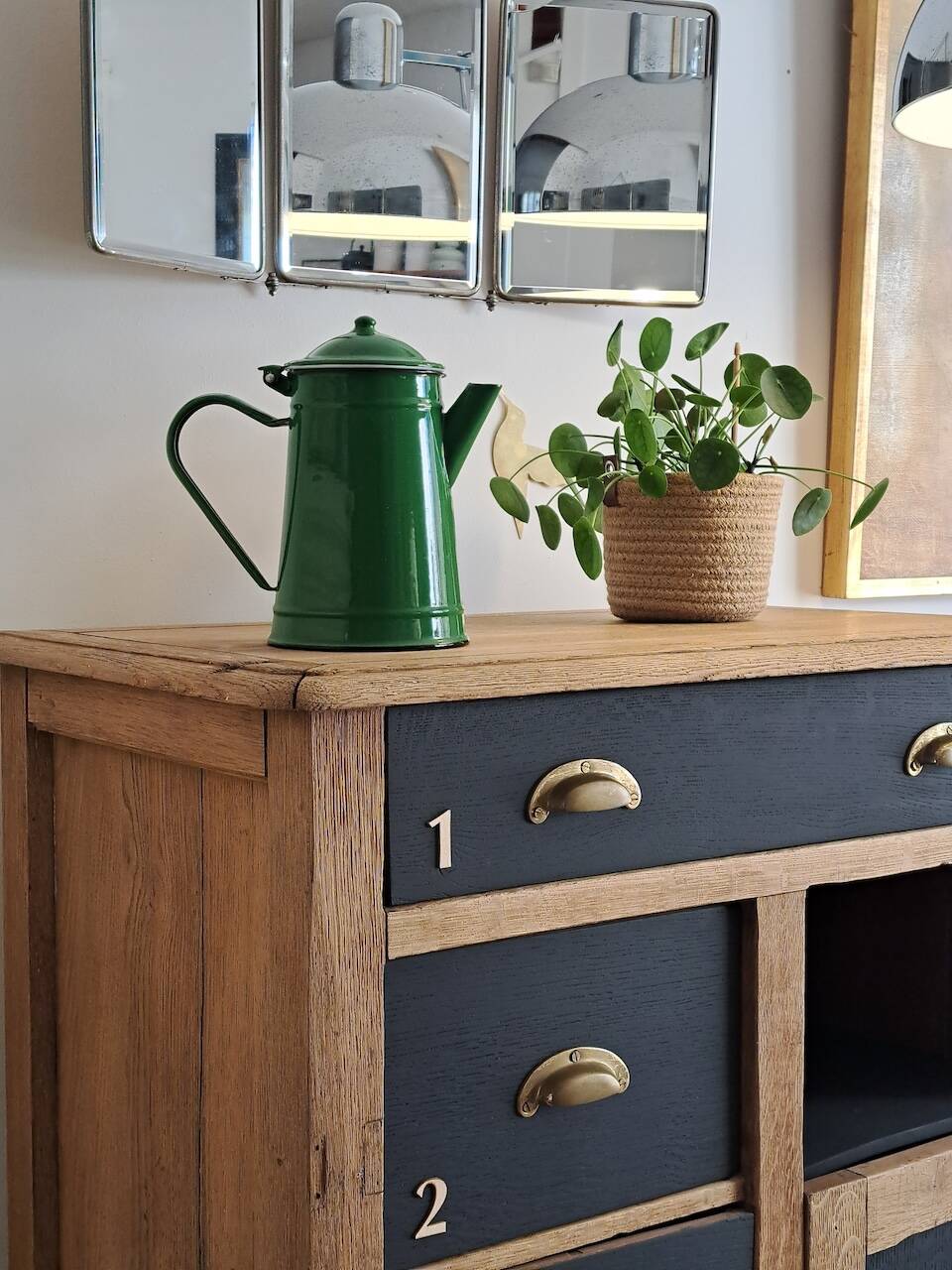Vintage high sideboard in solid oak