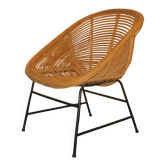 Chaise pod en bambou et fer du milieu du siècle, années 1960