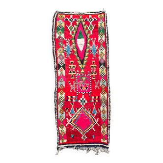Moroccan Berber Carpet Boucherouite Red