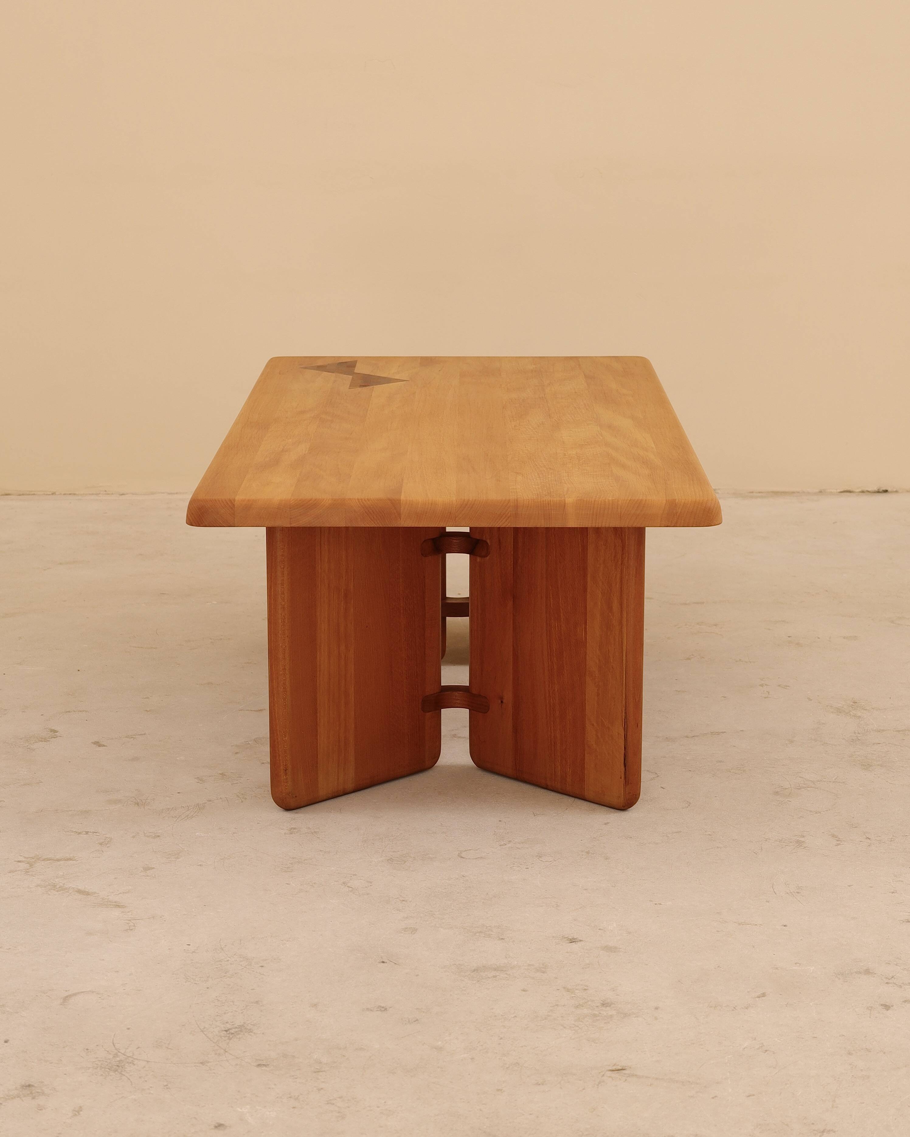 Table basse en hêtre massif, Seltz, France, 1988