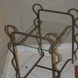 Oxidized iron table and glass tray